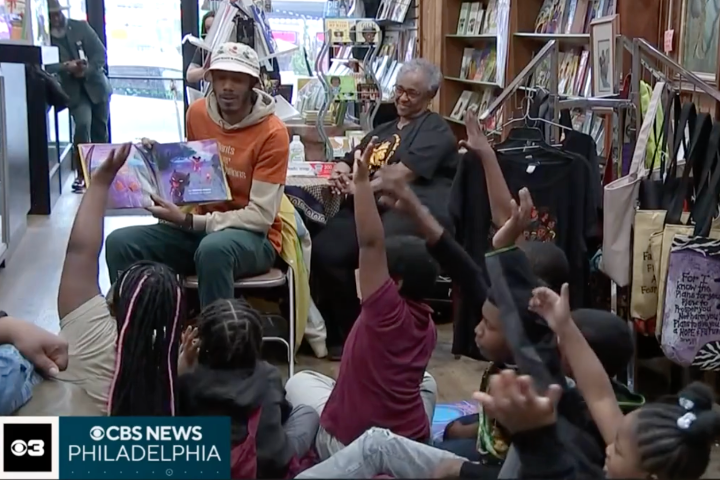 CBS News visits PFRT at Hakim's Bookstore.